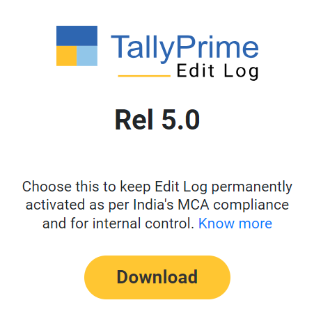 TallyPrime 5.0 Edit Log