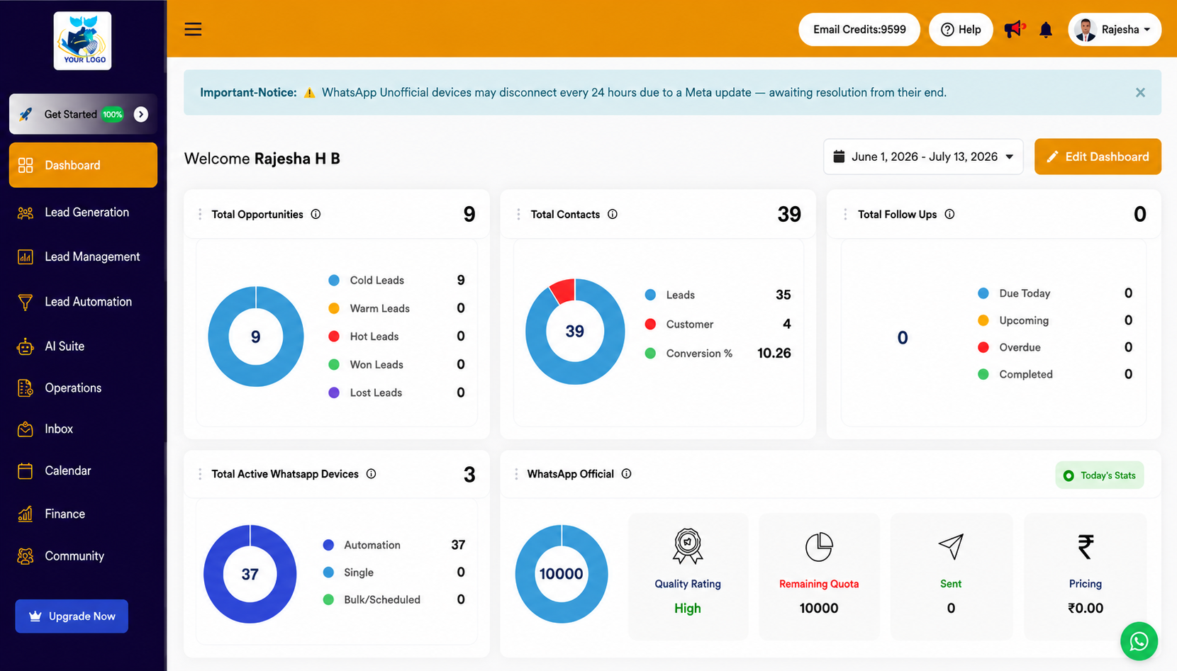 CRM Dashboard