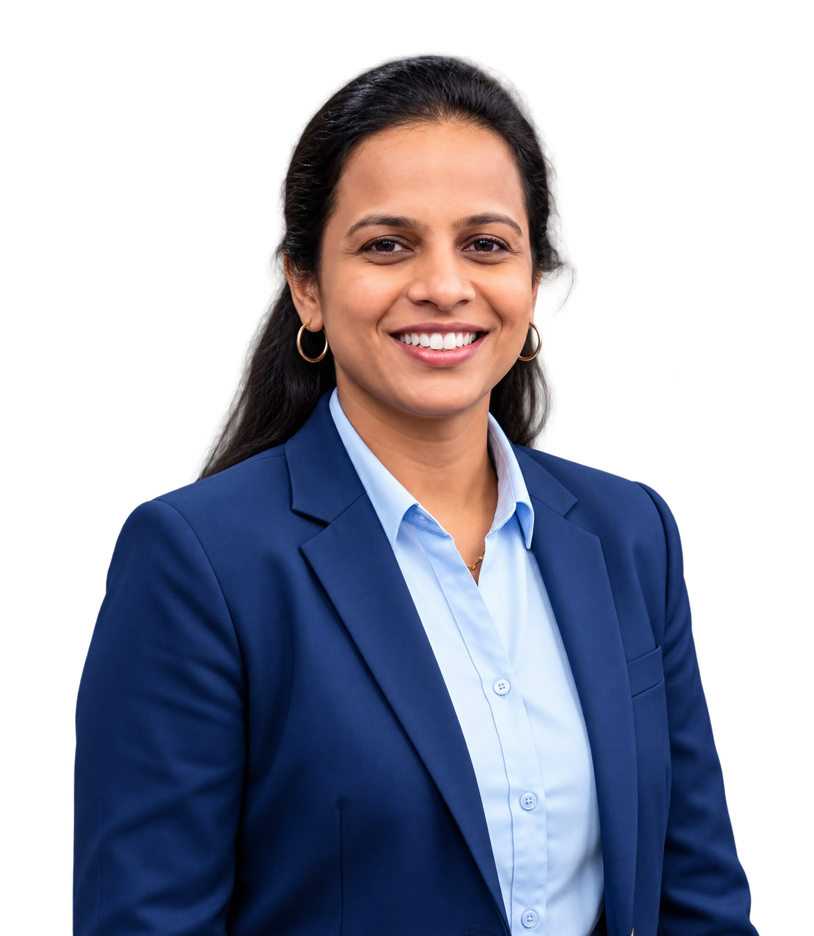 Professional Woman in Navy Blazer